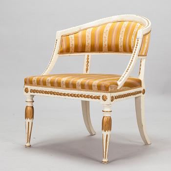 A late Gustavian style armchair, circa 1830.