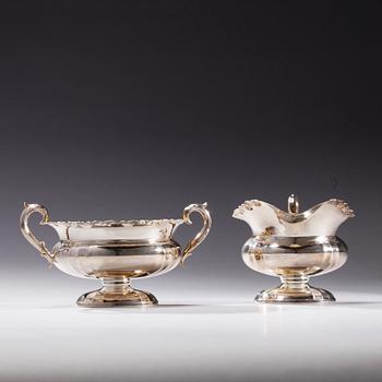 KAFFESERVIS, 3 delar, silver, Kultakeskus, Tavastehus 1969. Totalvikt ca 739 g.