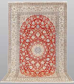 A carpet, Nain part silk so called 9LAA, ca 317 x 202 cm.