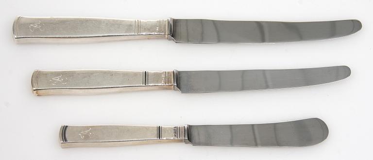 BESTICKSERVISDELAR, 95 st, silver, "Rosenholm" Jacob Ängman, GAB mestadels 1950-tal.