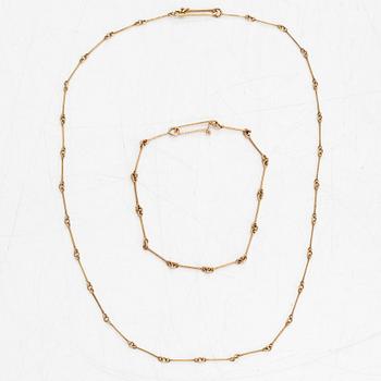 Björn Weckström, a 14K gold necklace 'Minirays' and bracelet 'Palas' for Lapponia 1975 and 1979.