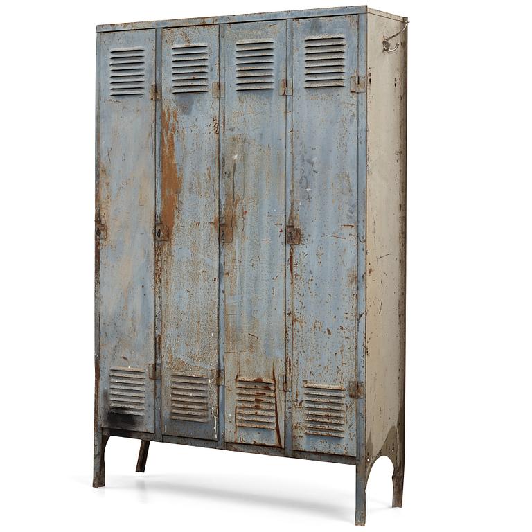 A 20th century patinated metal changing cabinet, Rosengrens, Gothenburg, Sweden.