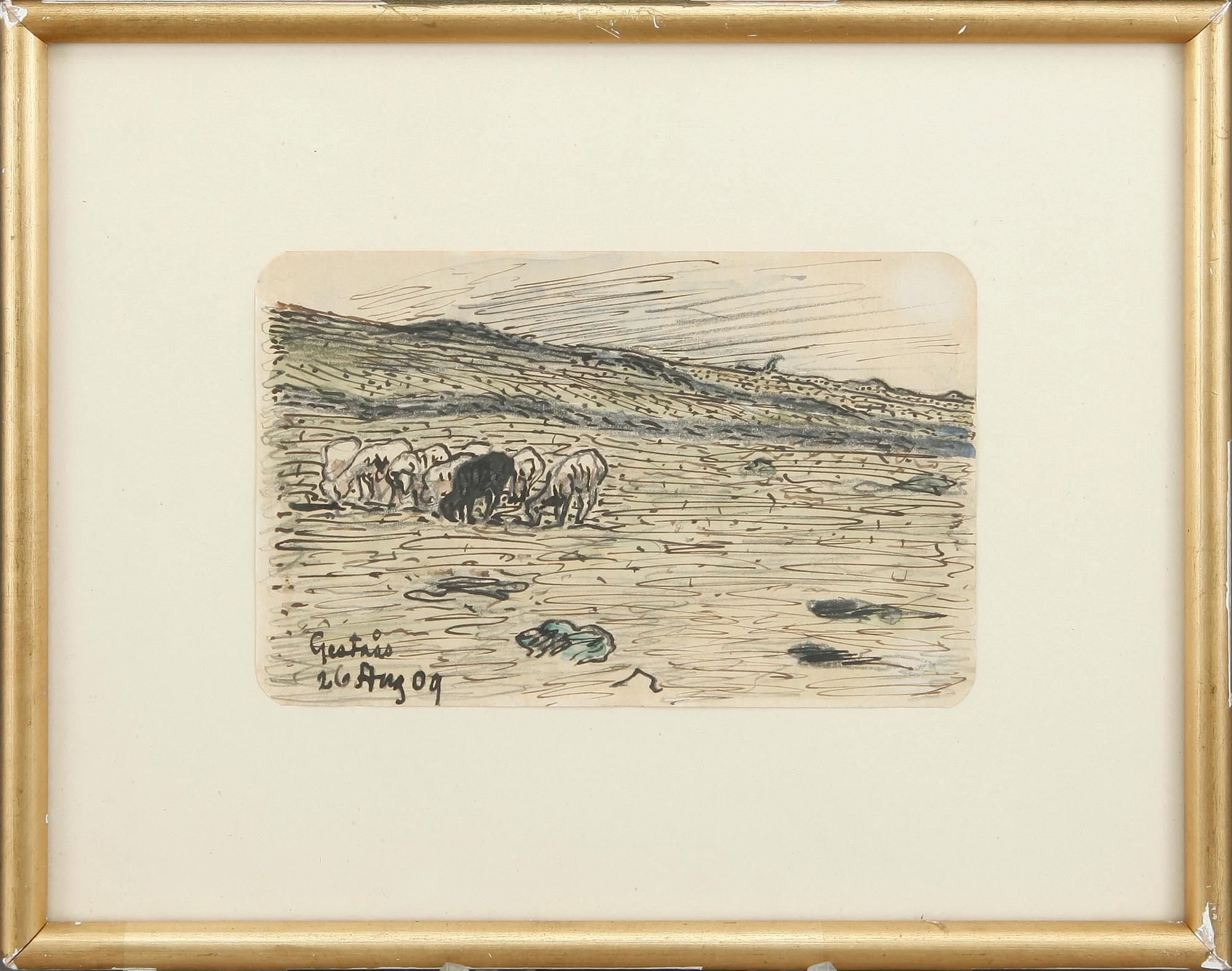 NILS KREUGER, tillskriven, 2 st, blandteknik på papper, osignerade, daterade 1906 och 1909.