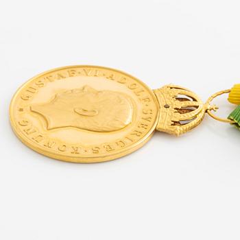 Medalj, 18K guld, Kungliga Patriotiska Sällskapet 1951.