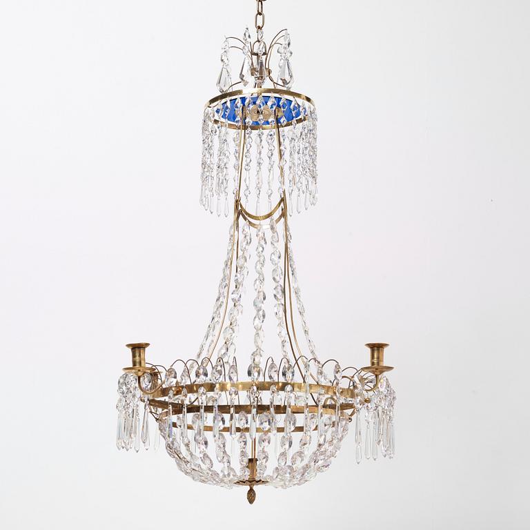 A late Gustavian circa 1800 five-light chandelier.