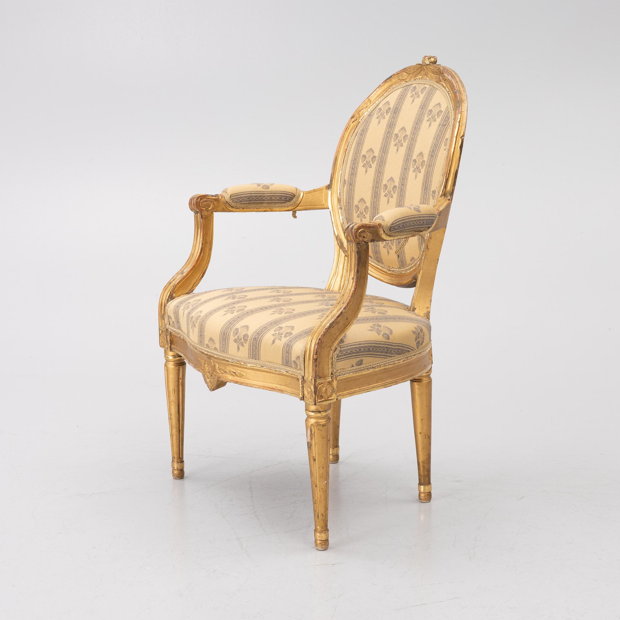 Karmstol, gustaviansk, sent 1700-tal.