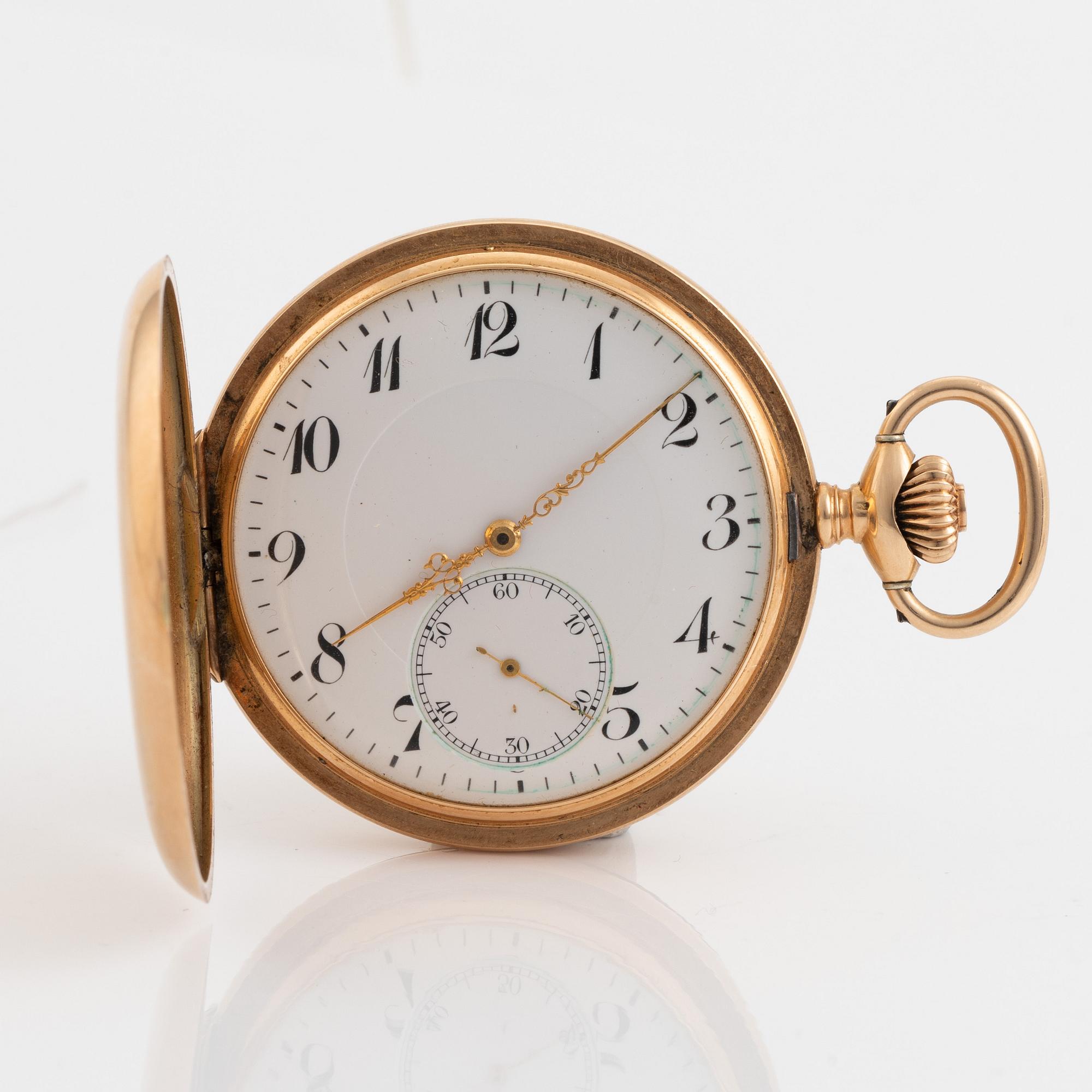 Zenith, pocket watch, 14K gold, hunter, 51,5 mm.