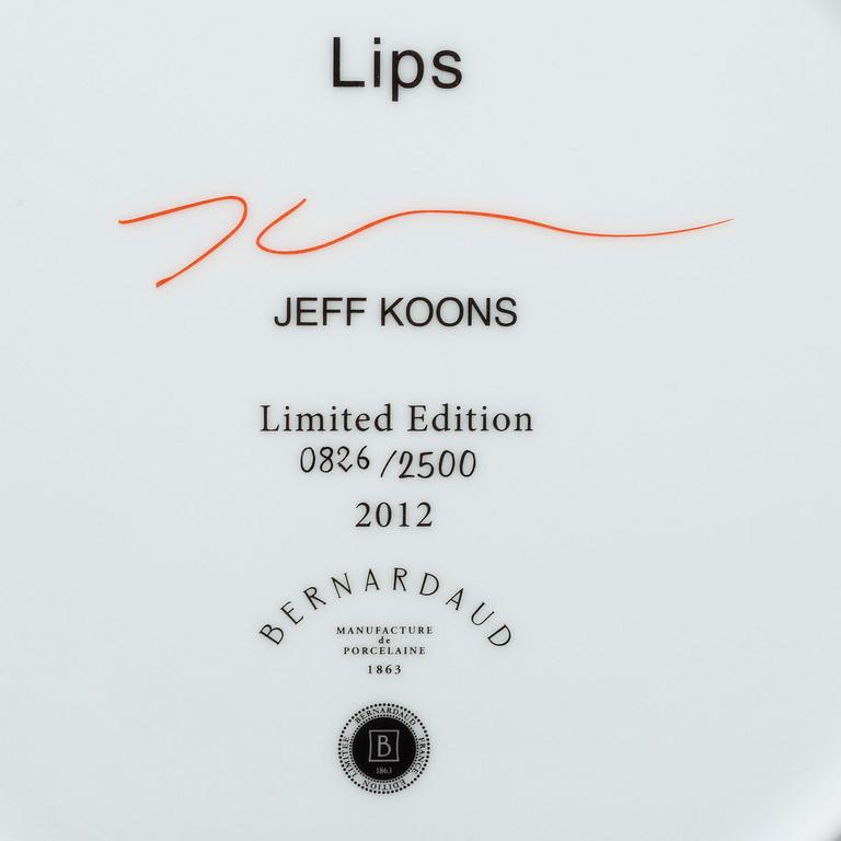 A 'Lips' porcelain plate by Jeff Koons, Bernardaud, edition 826/2500.