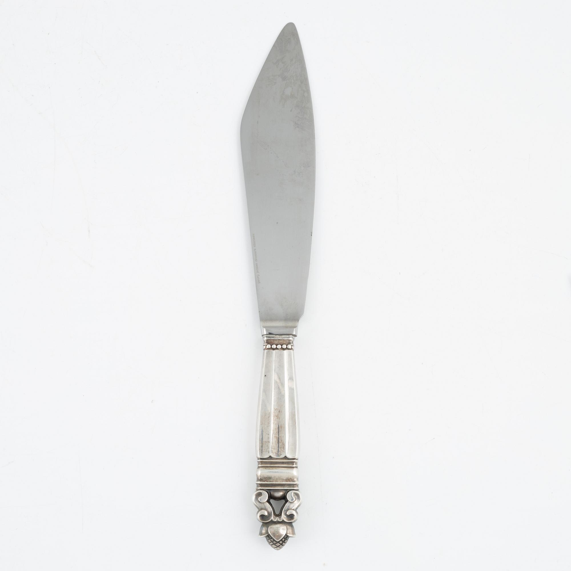 Johan Rohde, tårtkniv, sterlingsilver, "Konge/Acorn", Georg Jensen,