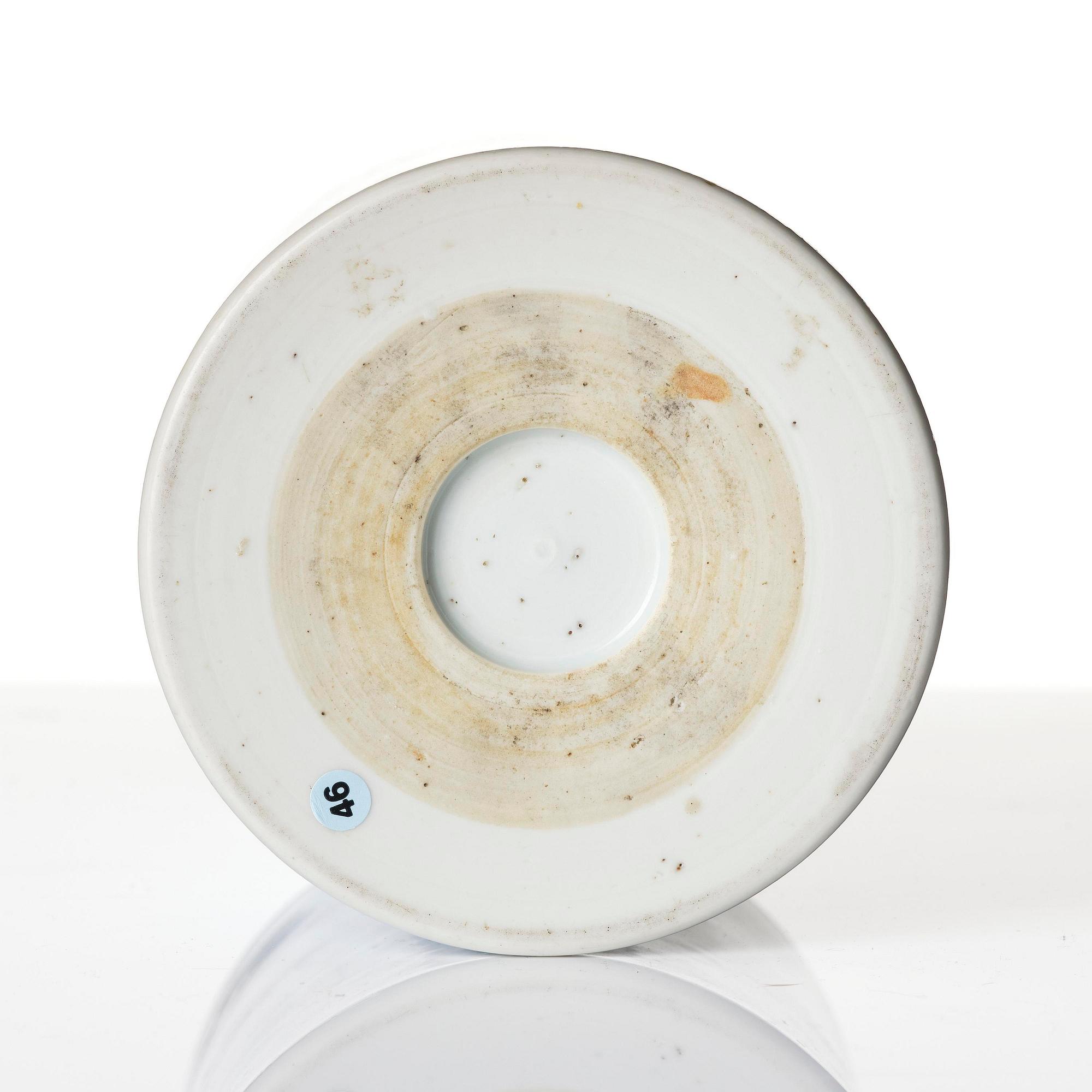 A blue and white 'scholar in a landscape' brushpot, bitong, Qing dynasty, Kangxi (1662-1722).