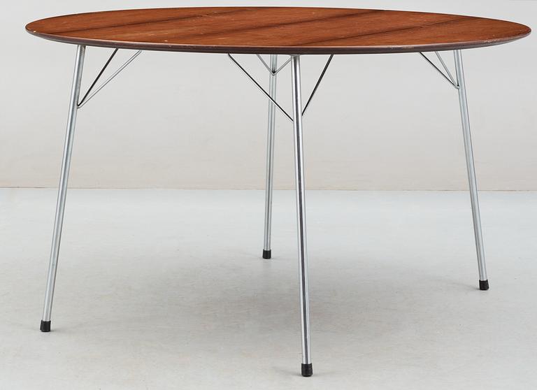 An Arne Jacobsen palisander and steel table, Fritz Hansen 1966.