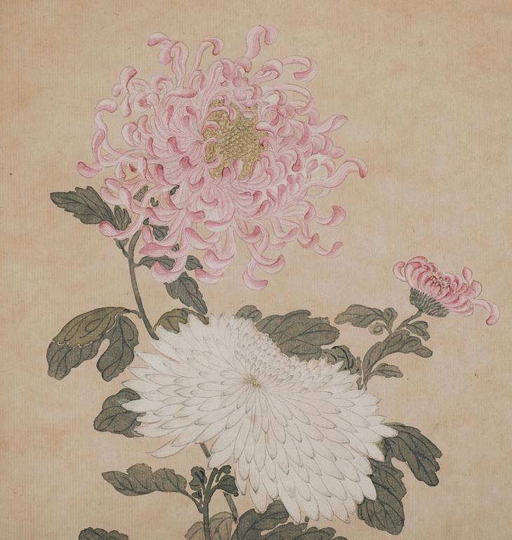 Oidentifierad konstnär, akvarell, två stycken, sen Qingdynasti.