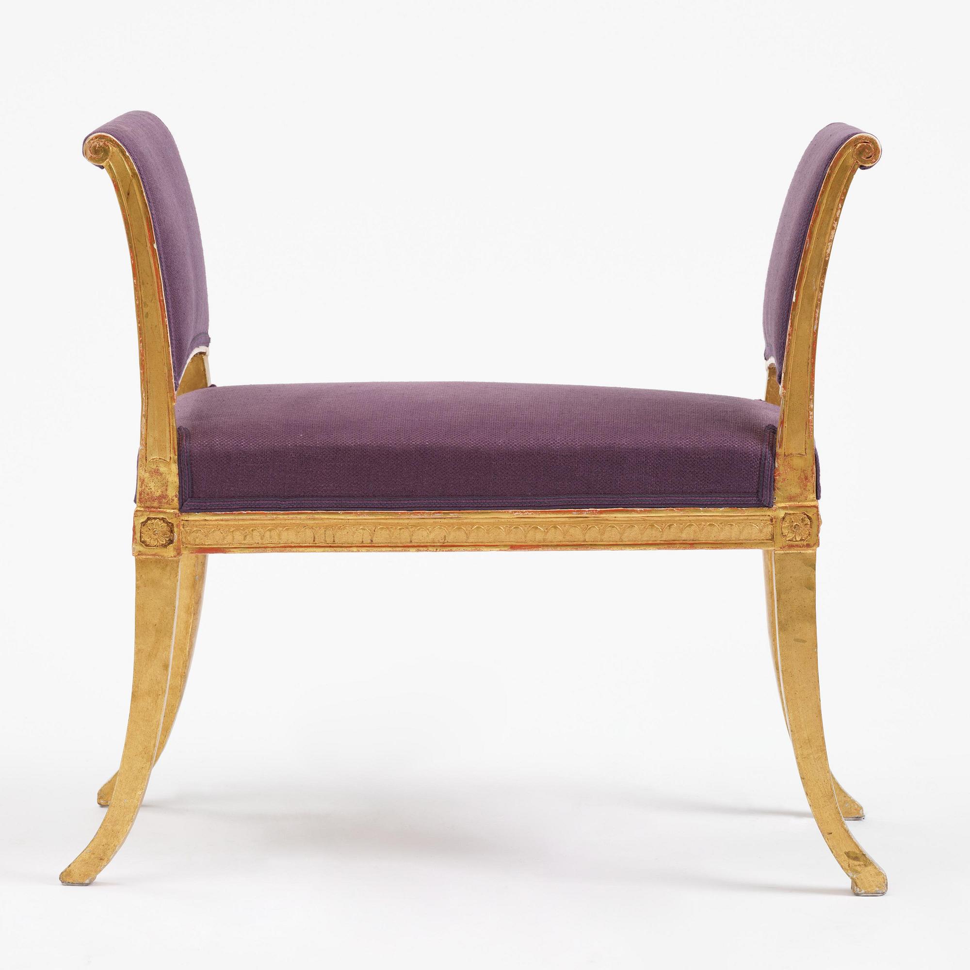 A late Gustavian giltwood stool, Stockholm, late 18th century.