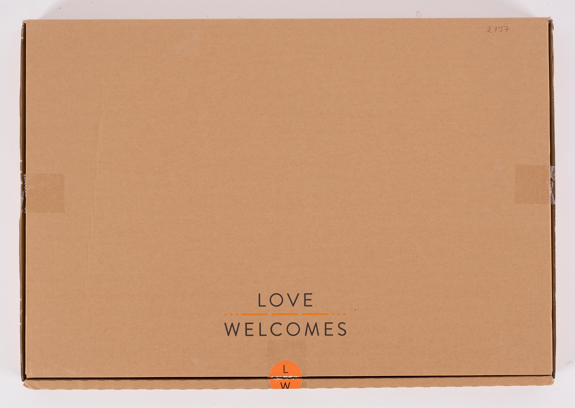 Banksy, Hand-stitched doormat using the fabric from life vests, 2019.