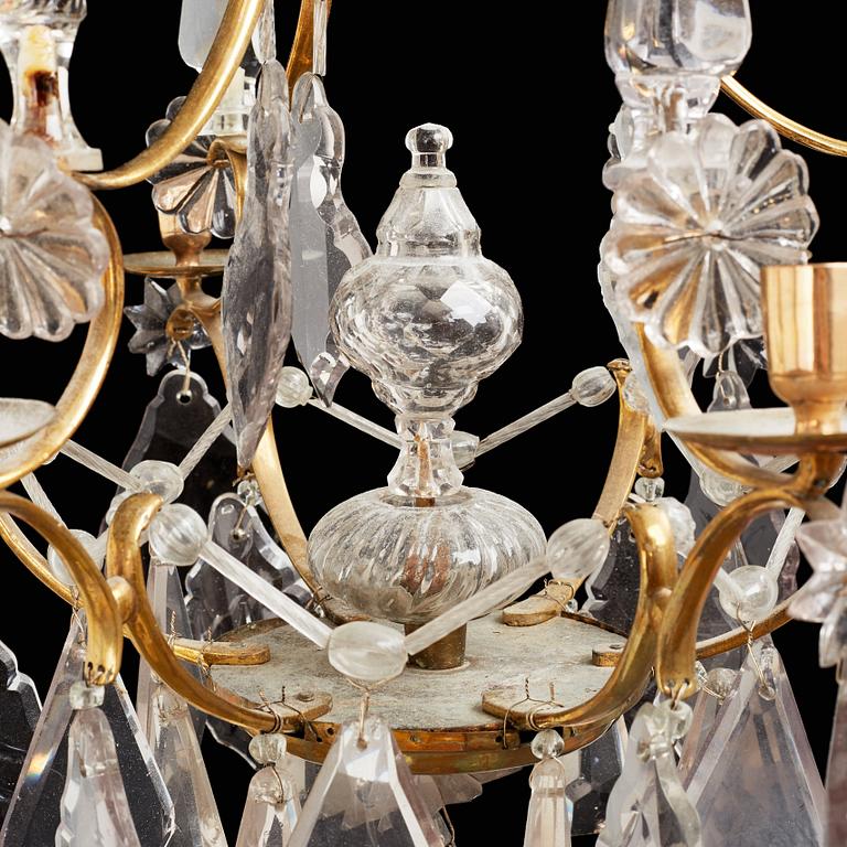 A Swedish Rococo 18th century six-light chandelier.