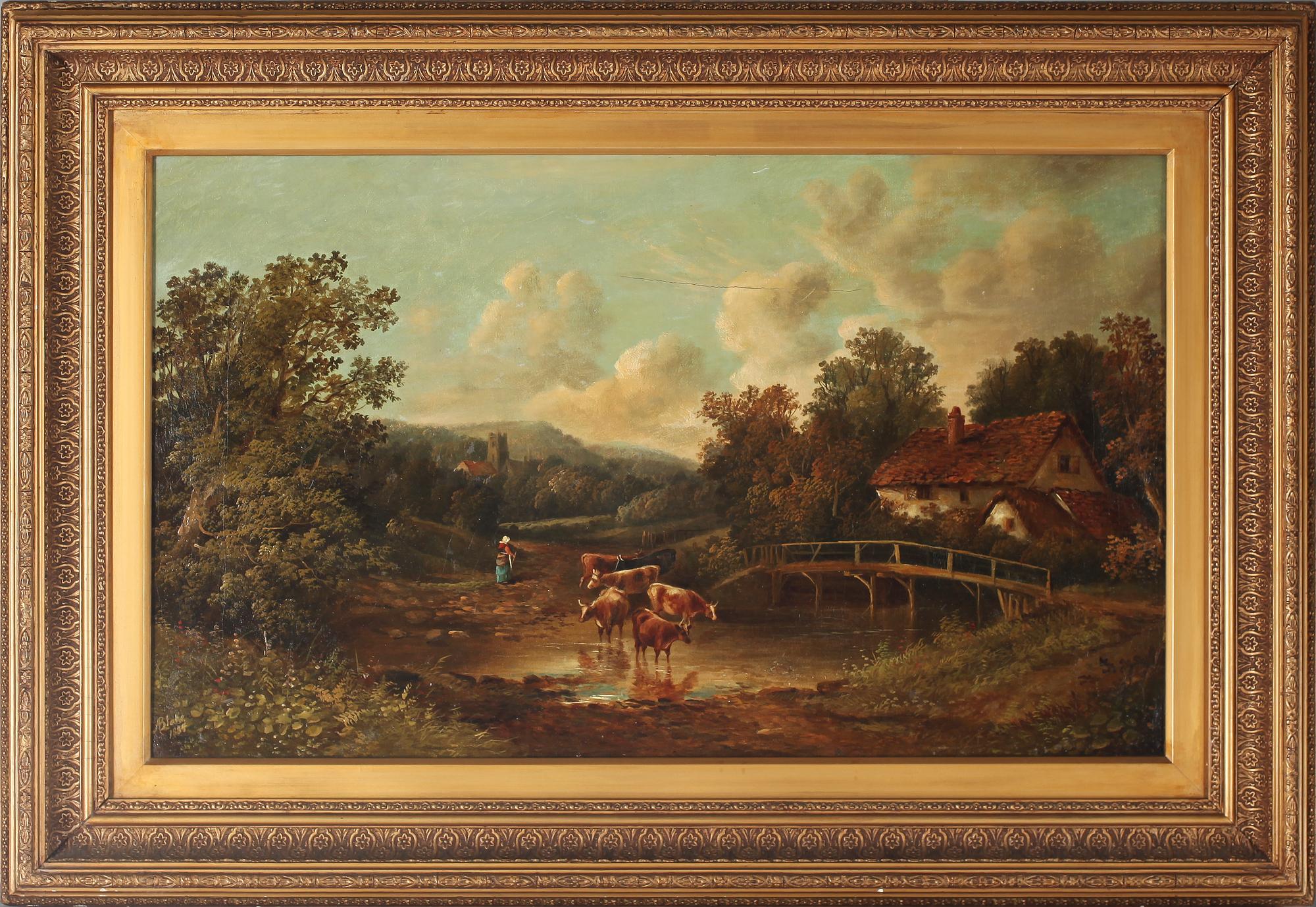 OKÄND KONSTNÄR, olja på duk, signerad A Blake samt daterad 1884.