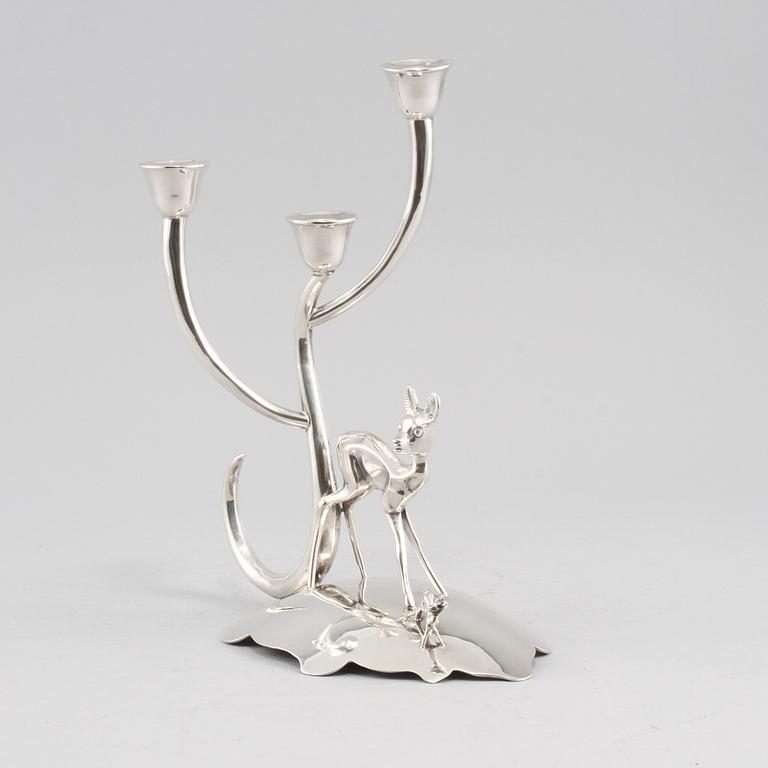 LJUSSTAKE, silver, ostämplad, 1900-tal. Vikt 285 g.
