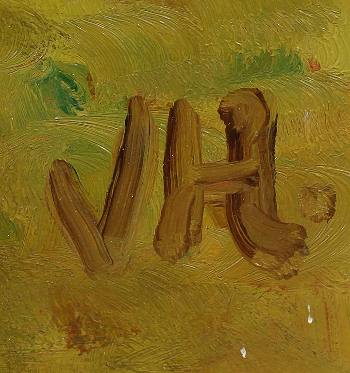 V HARTNACK, olja på pannå, monogramsignerad.