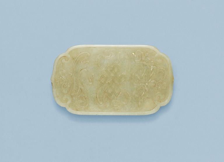 A jade placque, Qing dynasty (1644-1912).