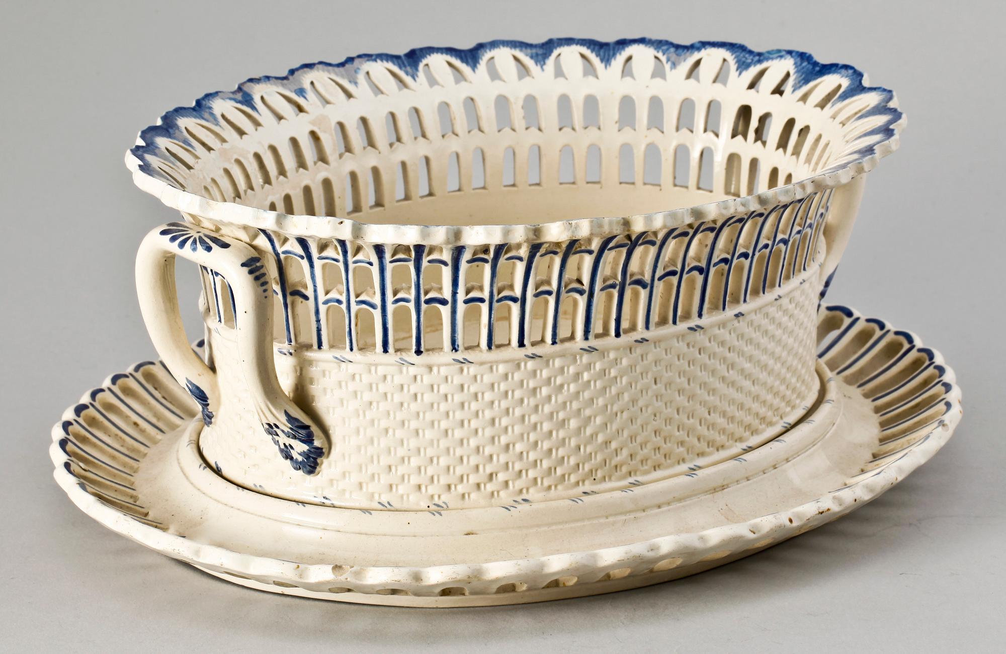 GALLERSKÅL MED FAT, flintgods, Rörstrand, 1800-tal.