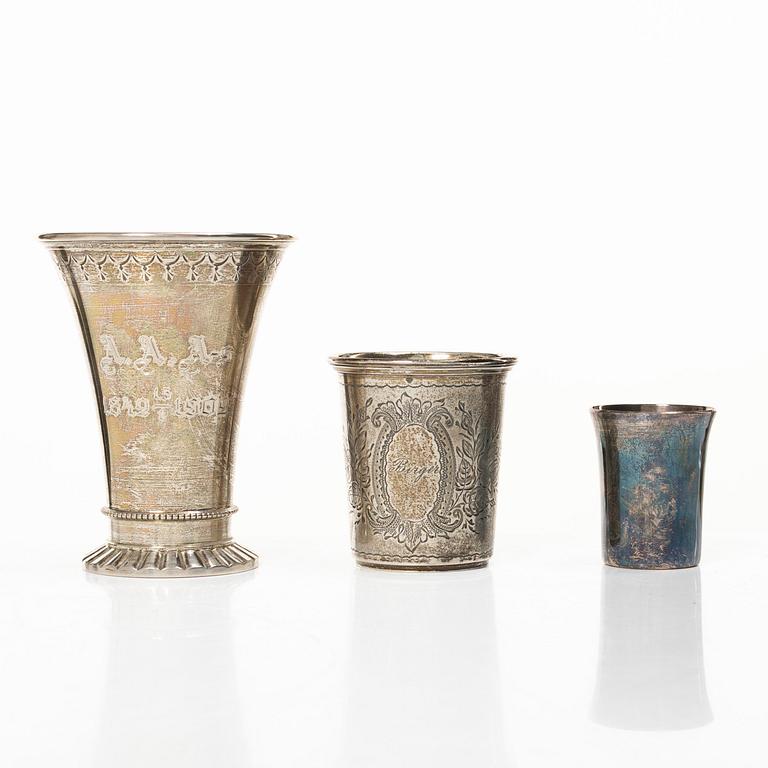 Eleven silver beakers, including marks of K Anderson, CG Hallberg, Eric Löfman for KG Markström, etc.