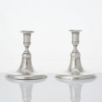 A pair of Swedish Gustavian silver candlesticks, mark of Johan Steinfort, Stockholm 1773.