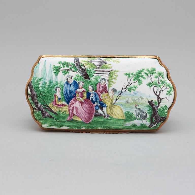 A Rococo 18th century enamelled snuff-box.