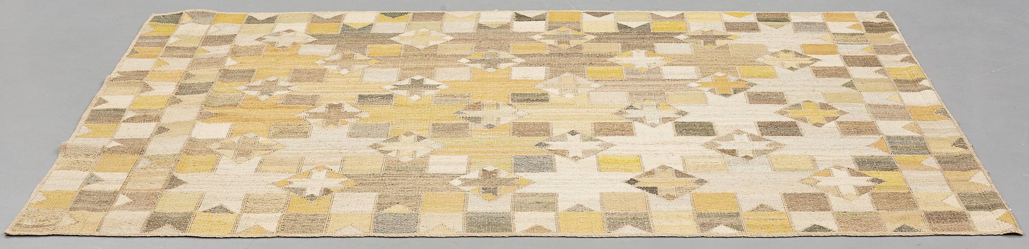 Barbro Nilsson, VÄVD TAPET, "Korsstjärnan", rips och tuskaft på skyttlad botten, ca 212,5 x 155 cm, signerad BN.