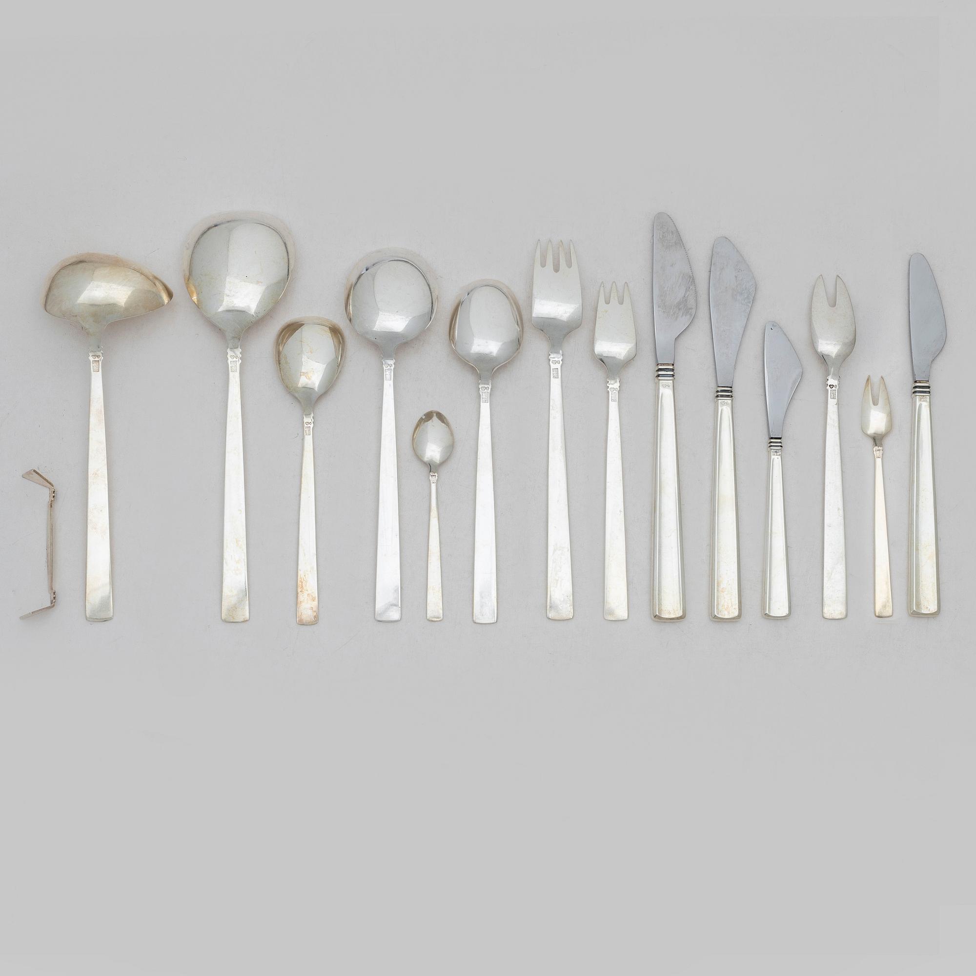 Cutlery set, 100 pieces, silver, "Paris", Mema, Lidköping, 1950s–60s, in fitted case.