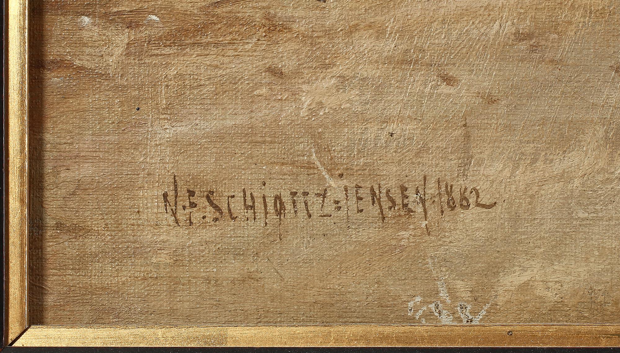 NIELS FREDERIK SCHIÖTTZ-JENSEN, olja på duk, otydl sign, dat 1882.