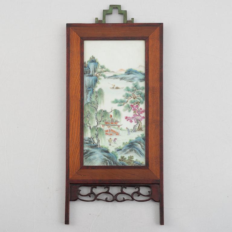 A Chinese famille rose porcelain plaque, 20th century.