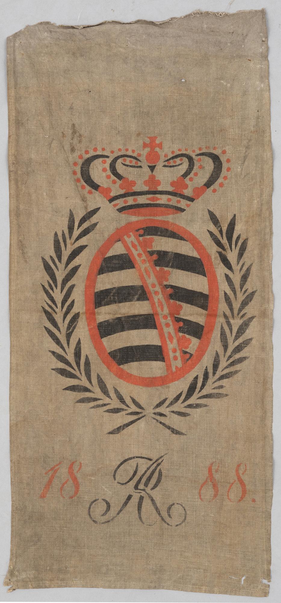 Banner of arms, with the royal house of Wettin of Saxony's coat of arms, dated 1888.