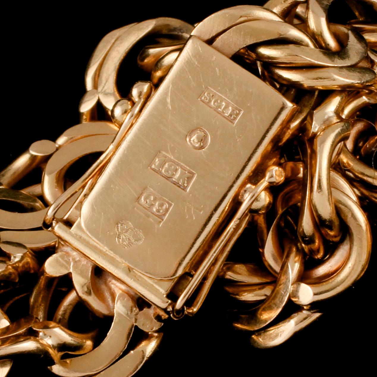 ARMLÄNK, 18k guld, Solna Guldsmed, Stockholm, 1957. Vikt 34 g.