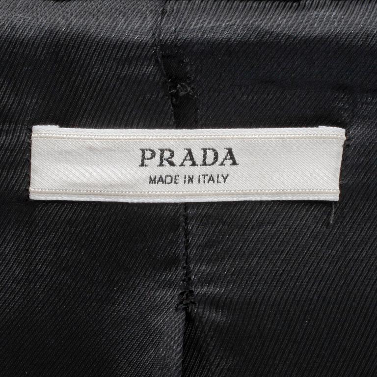 PRADA, a black wool coat, size 44.