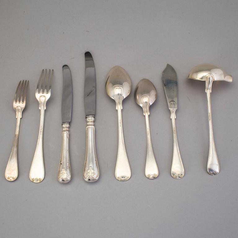 A Swedish 84 pcs silver table-service, by C. G. Hallberg, 1920's/1930's, model "Fransk Lilja (French Lilly)".