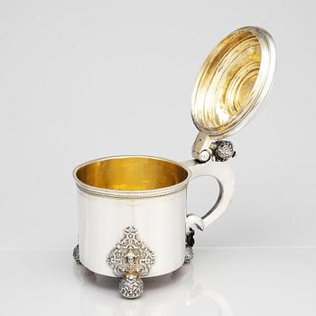 Niclas Warneck, dryckeskanna, silver, Karlstad 1736. Barock.