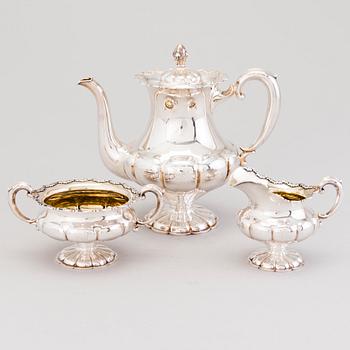 A 3-piece silver coffee set, Auran Kultaseppä, Turku 1958.