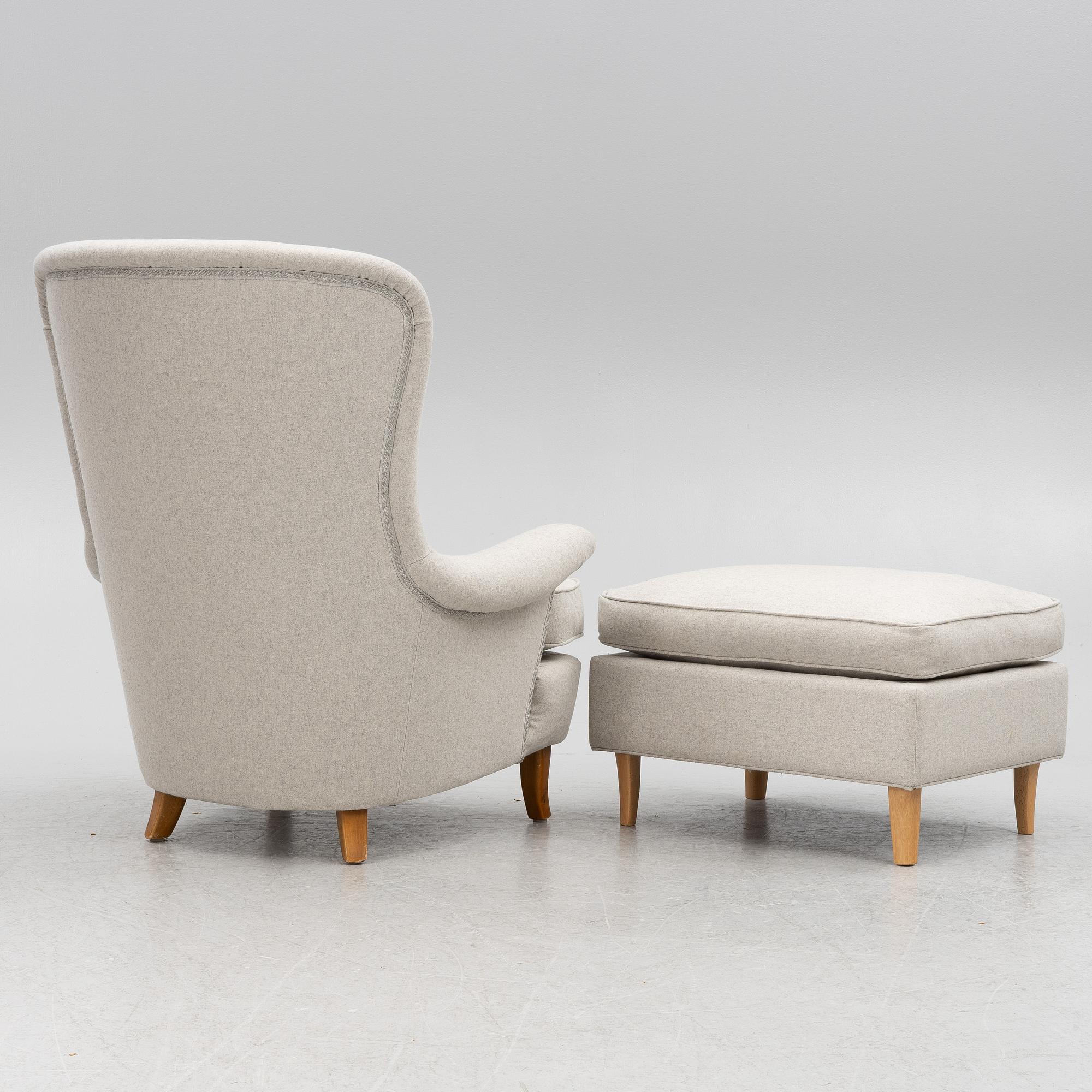 Carl Malmsten, an armchair with footstool, "Solo", second half of the 20th century.