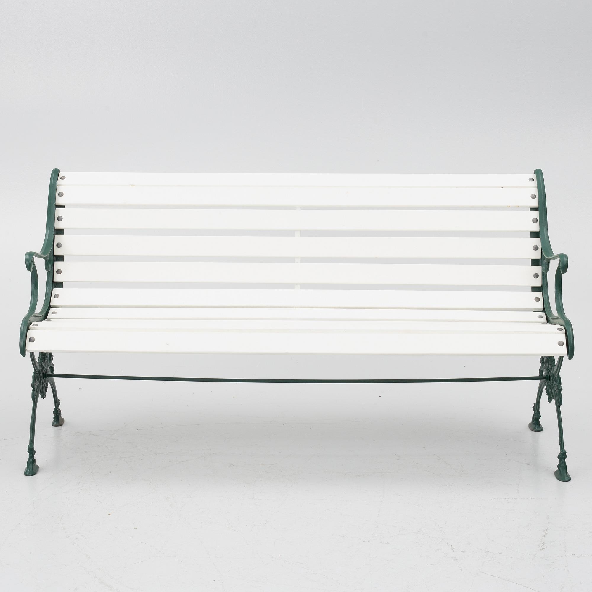 Garden bench, armchair and table, 20th century.