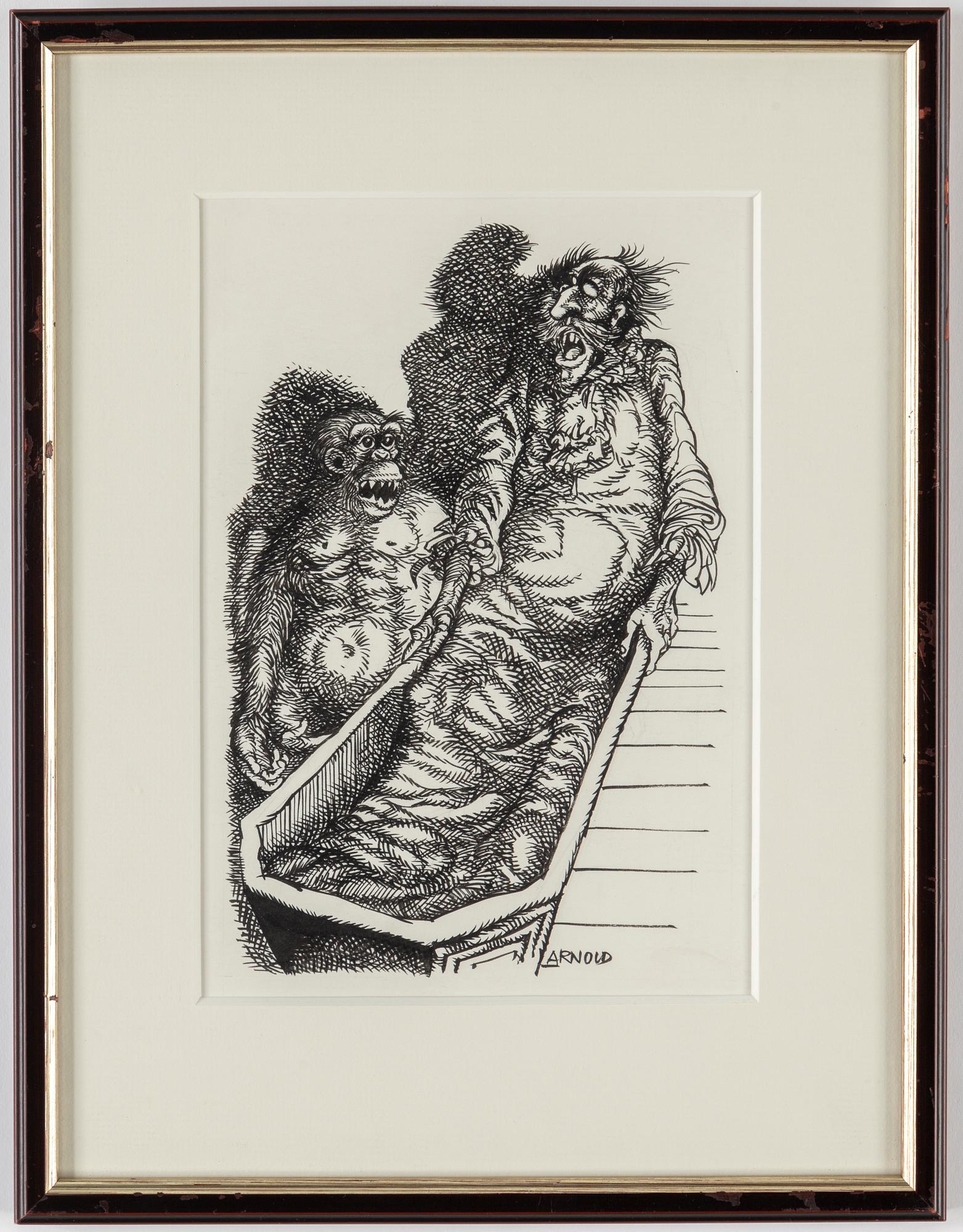 HANS ARNOLD, tusch, signerad.