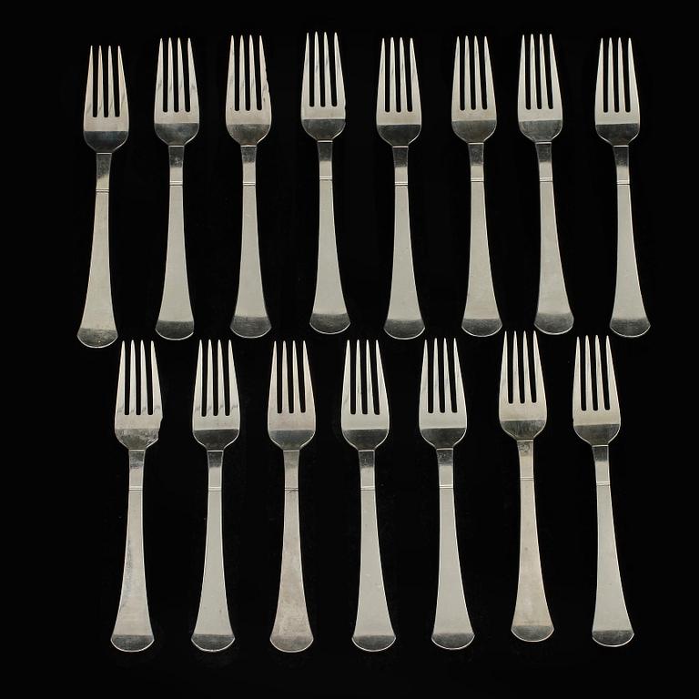 BESTICKSERVISDELAR, 45 st, silver, GAB, Stockholm, 1950/60-tal. Vikt 1 575 g.