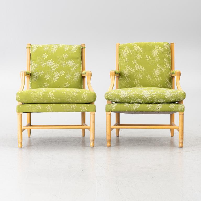 A pair of Gustavian style armchairs, tidigt 2000-tal.