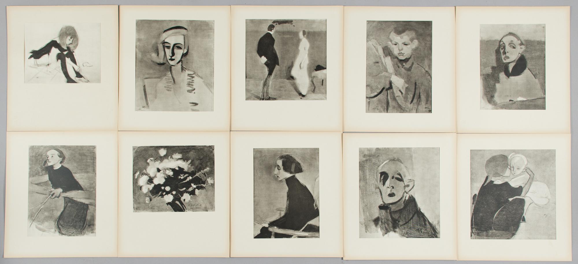 Helene Schjerfbeck, Kansio, jossa 42 reproduktiota, numeroimaton, Nordisk Rotogravyr, Stockholm, 1945.