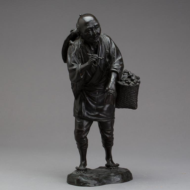 FIGURIN, brons, signerad, Japan, 1900-talets början.