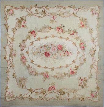 A carpet, tapestry weave, ca 385-387,5 x 391,5-404,5 cm, Aubusson, France the 19th century.