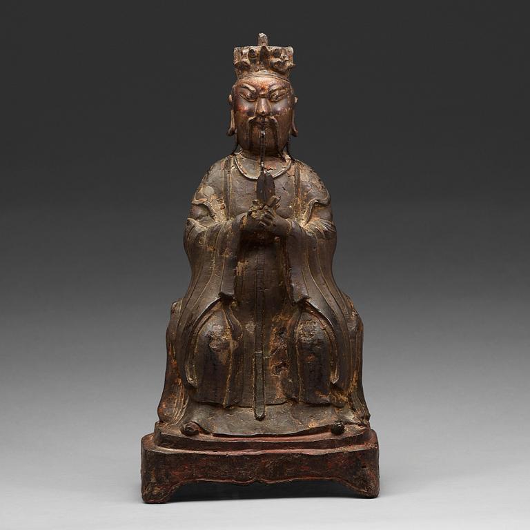 A seated bronze daoist dignitary, Ming dynasty (1368-1644).