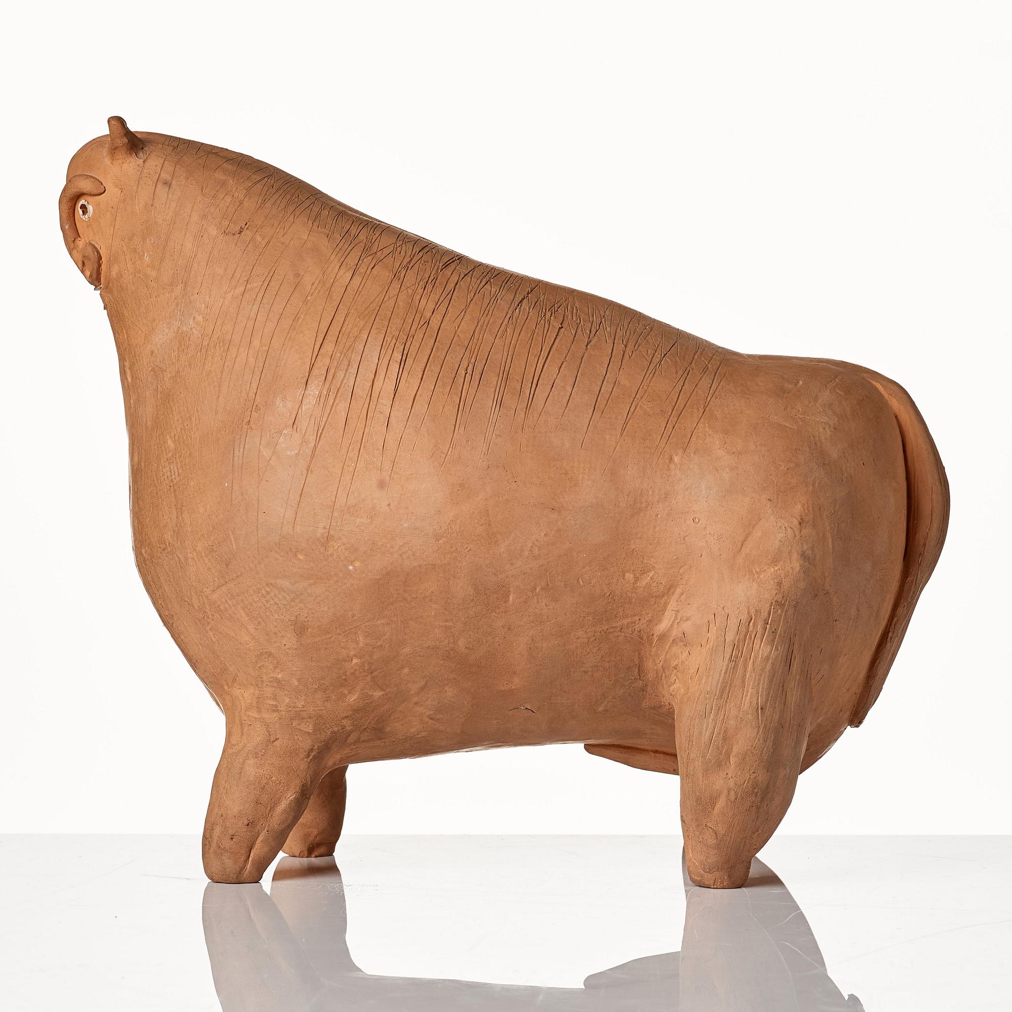 Erik Höglund, a terracotta sculpture of a bull, Sweden, signed and dated -55.