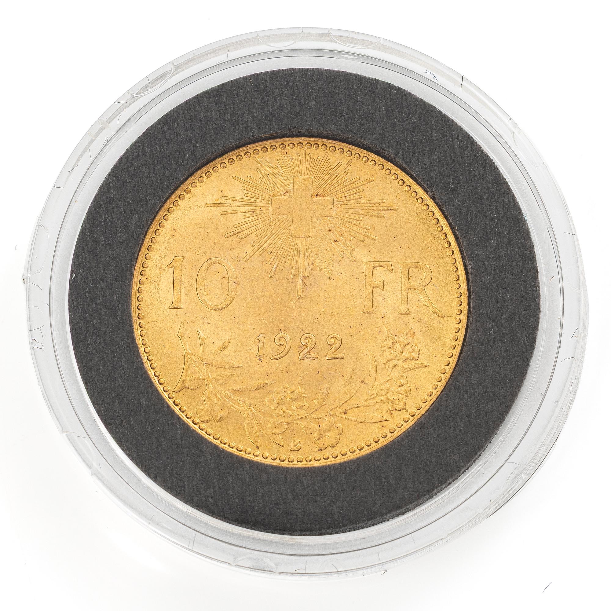 Guldmynt, Schweiz, 10 franc, 1922,