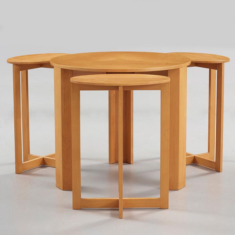 A HI-gruppen nest of four cherry tables, Stig Lönngren, Lars Larsson, Sweden 1974.