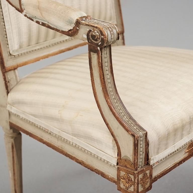 A pair of Gustavian late 18th century armchairs.